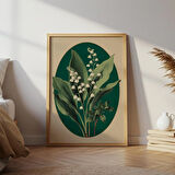 Adaçayı Yeşili Vadi Zambağı, Çiçekli Duvar Sanatı, Vintage Botanik Poster, Büyükanne ve Büyükbaba Sanatı