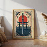 Japon Katana ve Torii Kapısı: Halk Sanatı Duvar Dekoru ( )