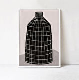 Modern Vazo posteri: Siyah beyaz sanat. Yemek odası ve mutfak için çağdaş dekor, Basit illüstrasyon sanatı