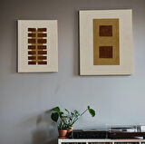 Geometrik Sanat 2'li Set, Bej Kahverengi Zeytin Yeşili Toprak Tonları Duvar Sanatı: 2'li Soyut Posterler Seti