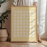 Pastel Sarı Papatya Sanatı, Sevimli Çiçek Sanatı, Trend Bohem Papatya Poster