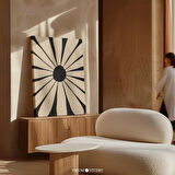 Siyah ve Bej Karamsar Çiçek Desenli, Papatya Duvar Sanatı