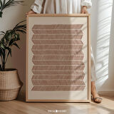 Boho Minimalist Kahverengi Geometrik Çizgili Sanat