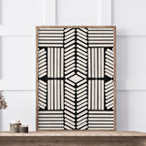 Siyah Bej, Geometrik Duvar Sanatı, Minimalist Çizgi Sanatı, Büyük Duvar Sanatı