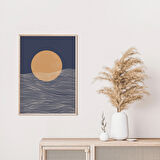 Soyut Güneş Sanatı, Lacivert, Çizgi Çizim, Sanat, Bohem Minimalist Sanat
