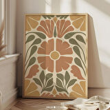 Toprak Tonlarında Soyut Botanik Duvar Sanatı, Eklektik Daire veya Modern Bohem Dekoru İçin Sıcak Yaz Çiçekleri |