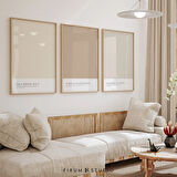 Nötr Renkler Seti, 3'lü Set, Açık Estetik Sanat, Renk Blok Sanat Seti