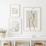 Çizgi Sanatı Çıplak Seti, 3 Parça Duvar Sanatı, 3'lü Set, Kadın Vücudu Çizgi Sanatı, Minimalist Galeri