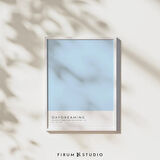 Gök Mavisi Duvar Sanatı, Renk Blok Sanatı, Pastel Mavi Sanat, Danimarka Pastel Dekoru, Yurt Odası Duvar Sanatı