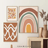 Boho Duvar Sanatı Seti, Toprak Tonları Duvar Sanatı, 3'lü Sanat Seti, Galeri, Yaz Galerisi Seti