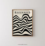 Bej ve Siyah Orta Yüzyıl Modern, Bauhaus Duvar Sanatı