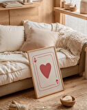 Ace of Hearts Aşk Dekoru, Kırmızı ve Bej Trend Daire Duvar Sanatı