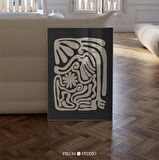 Kasvetli Soyut Duvar Sanatı – Organik Bej ve Siyah Duvar Sanatı