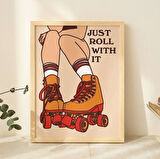 Çerçeveli Retro Paten Duvar Baskısı, 70'ler Tarzında Harika Duvar Dekoru, Trend Poster Baskısı, Olumlu Söz