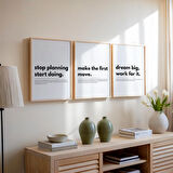 3'lü Motivasyonel Poster Seti, Moral Verici Sözler, Pozitif Titreşimler Tipografisi