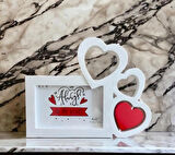 Sevgililer İçin Kalp Şeklinde Fotoğraf Çerçevesi, Beyaz 26*20 CM