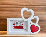 Sevgililer İçin Kalp Şeklinde Fotoğraf Çerçevesi, Beyaz 26*20 CM