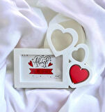 Sevgililer İçin Kalp Şeklinde Fotoğraf Çerçevesi, Beyaz 26*20 CM