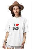 Nnstartshopping  Unisex Bisiklet Yaka Baskılı Oversize T-Shirt - Beyaz