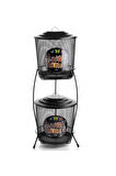 Nnstartshopping  Metal Tel Örgü 2 Katlı Patates Soğan Kabı Siyah Royaleks-M-0113