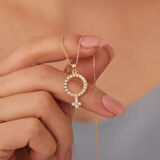 925 Ayar Altın Mikron Kaplama Taşlı Venüs  Gümüş Kolye - CNS00590