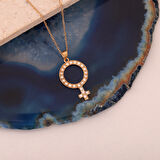 925 Ayar Altın Mikron Kaplama Taşlı Venüs  Gümüş Kolye - CNS00590