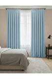 Narden Model Buz mavisi Sade Soft Fon Perde 1x3 Sık Pile - Şık ve Modern Tasarım