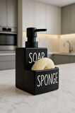  Seramik Sıvı Sabunluk ve Süngerlik | Şık ve Pratik Banyo MUTFAK  17 x 9 cm siyah renk