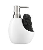 Lüks Porselen Sıvı Sabunluk beyaz Süngerlik Bölmeli 460 ml