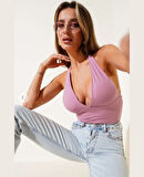 Intive V Yaka Çıkarılabilir Padli Boyundan Bağlamalı Croptop/Büstiyer