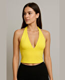 Intive V Yaka Çıkarılabilir Padli Boyundan Bağlamalı Croptop/Büstiyer