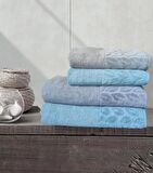 Hazal Banyo Havlu Seti 2 Adet Banyo Havlusu (90x150) 2 Adet Baş Havlusu (50x90)