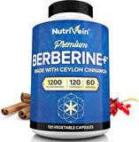 Nutrivein Premium Berberine HCL 1200 mg Ceylon Cinnamon Defenses, Digestion, & Metabolism - 120 Caps