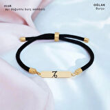 Güçlü Başlangıçların Temsili Olan Siyah Örgülü Dikdörtgen Motifli 14 Ayar Altın Plakalı Ocak Bilekliği