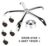 Metal Yıldız Ayak Ofis Koltuğu Ayağı+ 5 Adet Tekerlek- Yönetici ofis Çalışma Koltuğu Ayağı