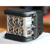 Off Road Motosiklet 45w 12 Led 10cm Beyaz Turuncu Çakarlı Kare Sis Farı Çalışma Lambası 2 Adet Sağ Sol