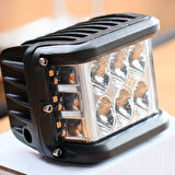 Off Road Motosiklet 45w 12 Led 10cm Beyaz Turuncu Çakarlı Kare Sis Farı Çalışma Lambası 2 Adet Sağ Sol