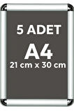 5 Adet A4 Alüminyum Çerçeve Rondo Köşe Aç Kapa Açılır Kapanır