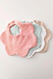 4'lü %100 Pamuklu Organik Soft Renkler 4 Katlı Papatya Multi Müslin Bebek Önlük / Salya Önlüğü