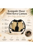 Kadınlar için Hasır Çantalar - İpli Mini Örgü Kova Çanta - Yaz Çapraz Çanta - Siomai Tarzı Üst Saplı