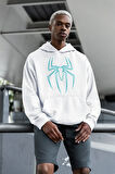 Örümcek Adam Logo Baskılı Unisex Oversize Hoodie
