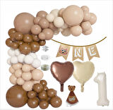 One 60 Balonlu, 1 Yaş Kalpli Set