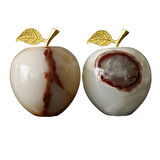  El Yapımı Oniks Doğal Taş Elma Biblo- 3 İnç – 2’li Dekoratif Set