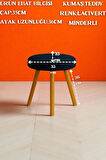 ORINA Yuvarlak Peluş Modern Teddy Puf Bench – Retro Ahşap Ayaklı Tabure