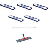 Orlon Mavi Statik Toz Mop Takımı Seti - 60 Cm. - 5 Adet Mop + Mop Tutucu + Sap - 1 Takım