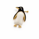 Penguen Figürlü Metal Broş – Gold Detaylı Siyah Beyaz Tasarım
