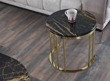 Premium Oval 2+1 Coffee Table Membrane Mdf Orta Sehba Lüx Zarif Tasarım