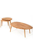 Fawdecor Asimetrik Masif Doğal Ahşap Orta Sehpa ve 2'li/3'lü Zigon Sehpa Set, Modern Masif Sehpa, Orta Sehpa ve 2'li Zigon Sehpa Set