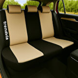 Bej Siyah Ortopedik Şerit Oto Kılıfı Takımı - Ön Arka Koltuklara Uygun