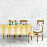 Sarı Beyaz Pötikareli Pvc Muşamba Astarlı Masa Örtüsü Leke Tutmaz Silinebilir